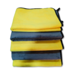 Yellow Grey Pack of 5 Microfiber Towel 600gsm 40cm x 60cm