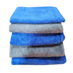 MICROFIBER PACK OF 5 SUPER SOFT CLOTH BLUE/GREY 400 gsm 50cm x 72cm